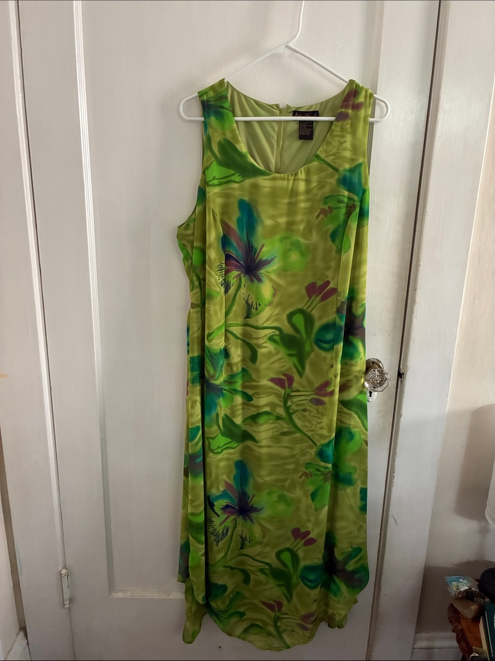Y2K Lime Green Floral Sleeveless Dress